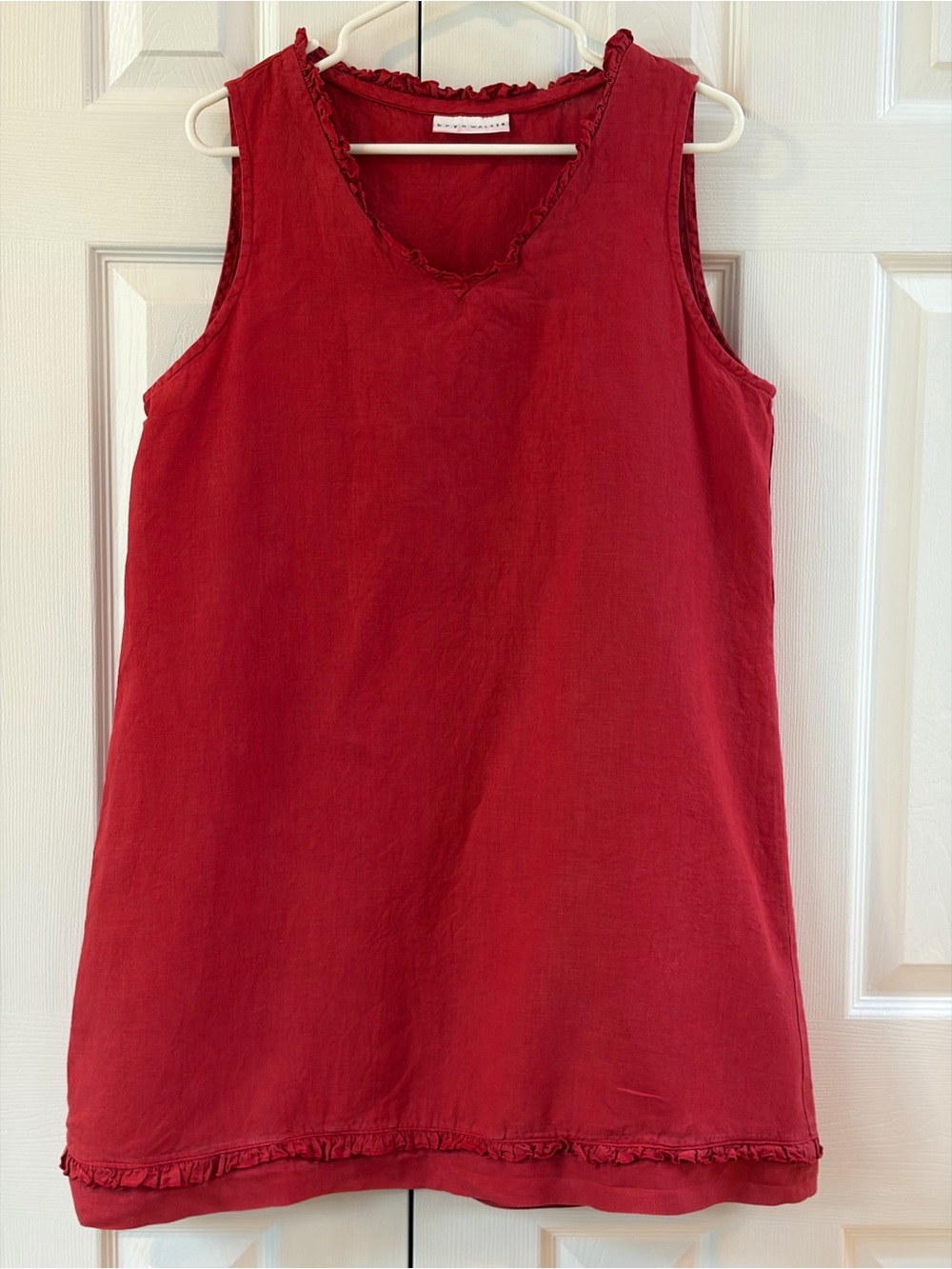 Bryn Walker Red Linen Tank Mini Dress, Tunic or Cover/Up Size M